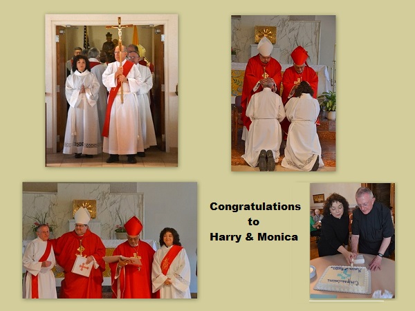 Collage of images of the ordination of Monica and Harry