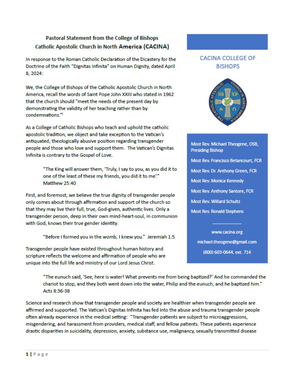 Statement on Trans People